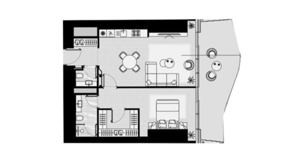 Apartment floor plan, 1 bedroom in ICONIC TOWER No. 11007 (2D)