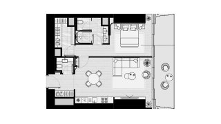 Apartment floor plan, 1 bedroom in ICONIC TOWER No. 11013