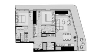 Apartment floor plan, 2 bedrooms in ICONIC TOWER No. 11010