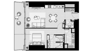 Apartment floor plan, 1 bedroom in ICONIC TOWER No. 11011
