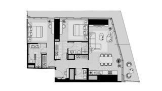 Apartment floor plan, 2 bedrooms in ICONIC TOWER No. 11009
